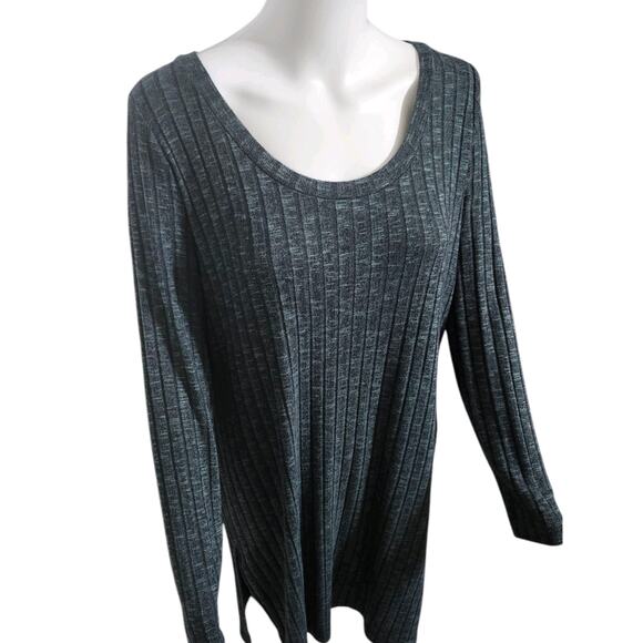 Soma Medium Ribbed Knit Side Slit Tunic SAGE Green Longline Blouse Top Shirt - Picture 12 of 13